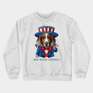 Brittany Spaniel Dog Bless America Crewneck Sweatshirt